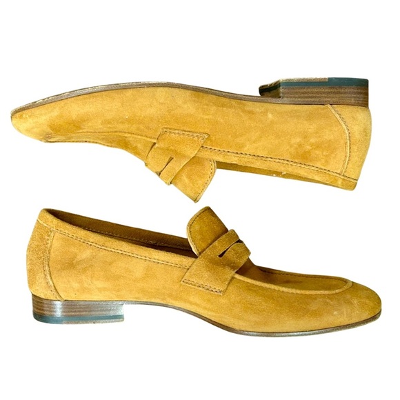 M.GEMI Suede Loafers Made in Italy – Mustard Yellow/Tan – Size 36.5 (US 6.5–7) - Picture 2 of 12